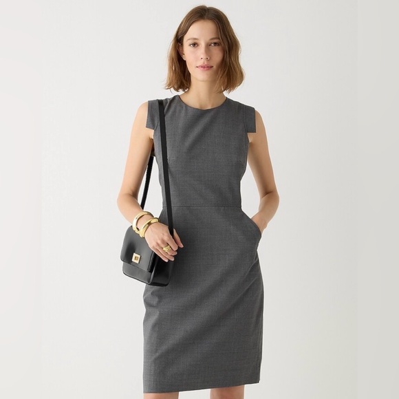 J. Crew Dresses & Skirts - J. CREW Resume Women’s Sheath Cap Sleeve Classic Wool Gray Midi Dress 6 Workwear